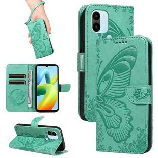 For Xiaomi Redmi A1+ Swallowtail Butterfly Embossed Leather Phone Case(Green)