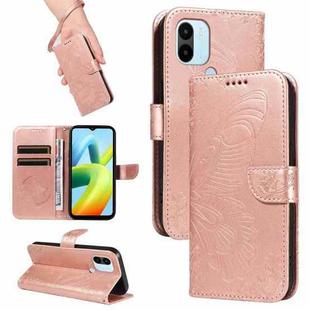 For Xiaomi Redmi A1+ Swallowtail Butterfly Embossed Leather Phone Case(Rose Gold)