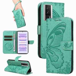 For Xiaomi Redmi K60 / K60 Pro Swallowtail Butterfly Embossed Leather Phone Case(Green)