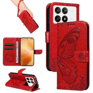 For Xiaomi Redmi K70E Swallowtail Butterfly Embossed Leather Phone Case(Red)