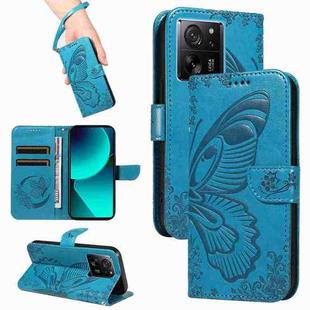 For Xiaomi Redmi K60 Ultra Swallowtail Butterfly Embossed Leather Phone Case(Blue)