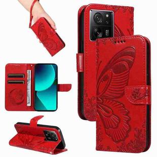 For Xiaomi Redmi K60 Ultra Swallowtail Butterfly Embossed Leather Phone Case(Red)