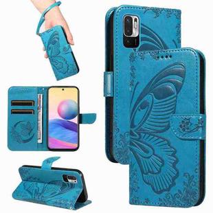 For Xiaomi Redmi Note 10 5G / 10T Swallowtail Butterfly Embossed Leather Phone Case(Blue)