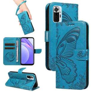 For Xiaomi Redmi Note 10 Pro 4G Swallowtail Butterfly Embossed Leather Phone Case(Blue)