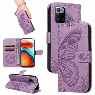 For Xiaomi Poco X3 GT 5G Swallowtail Butterfly Embossed Leather Phone Case(Purple)
