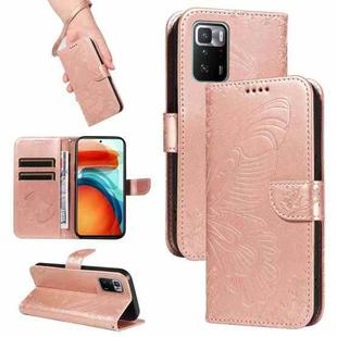 For Xiaomi Poco X3 GT 5G Swallowtail Butterfly Embossed Leather Phone Case(Rose Gold)