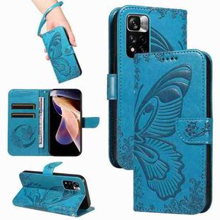 For Xiaomi Redmi Note 11 Pro 5G / 4G Swallowtail Butterfly Embossed Leather Phone Case(Blue)