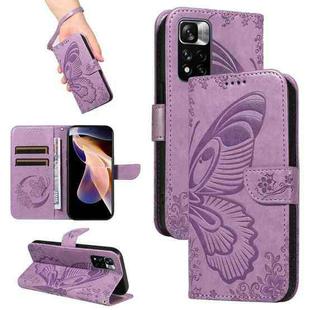 For Xiaomi Redmi Note 11 Pro 5G / 4G Swallowtail Butterfly Embossed Leather Phone Case(Purple)