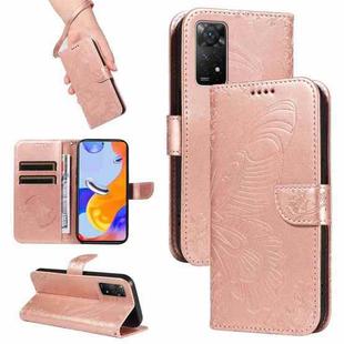 For Xiaomi Redmi Note 11 Pro+ 5G Swallowtail Butterfly Embossed Leather Phone Case(Rose Gold)