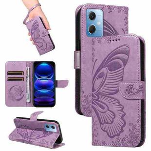 For Xiaomi Poco X5 5G Swallowtail Butterfly Embossed Leather Phone Case(Purple)
