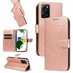 For Xiaomi Redmi Note 12 Pro Speed Swallowtail Butterfly Embossed Leather Phone Case(Rose Gold)