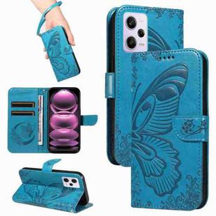 For Xiaomi Redmi Note 12 Pro 5G Global Swallowtail Butterfly Embossed Leather Phone Case(Blue)
