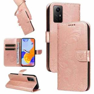 For Xiaomi Redmi Note 12S 4G / 11 / 11S Swallowtail Butterfly Embossed Leather Phone Case(Rose Gold)