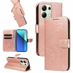 For Xiaomi Redmi Note 13 4G Swallowtail Butterfly Embossed Leather Phone Case(Rose Gold)