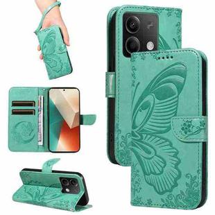 For Xiaomi Redmi Note 13 5G Swallowtail Butterfly Embossed Leather Phone Case(Green)