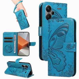 For Xiaomi Redmi Note 13 Pro+ Swallowtail Butterfly Embossed Leather Phone Case(Blue)