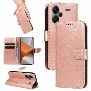 For Xiaomi Redmi Note 13 Pro+ Swallowtail Butterfly Embossed Leather Phone Case(Rose Gold)