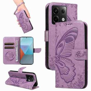 For Xiaomi Redmi Note 13 Pro 5G Swallowtail Butterfly Embossed Leather Phone Case(Purple)