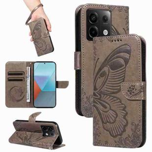 For Xiaomi Redmi Note 13 Pro 5G Swallowtail Butterfly Embossed Leather Phone Case(Grey)