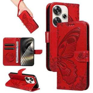 For Xiaomi Poco F6 Swallowtail Butterfly Embossed Leather Phone Case(Red)