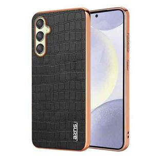 For Samsung Galaxy A05s / M14 AZNS Electroplated Frame Crocodile Texture Full Coverage Phone Case(Black)