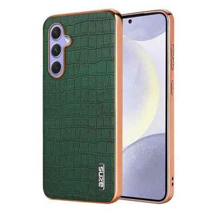 For Samsung Galaxy S23 FE 5G AZNS Electroplated Frame Crocodile Texture Full Coverage Phone Case(Green)