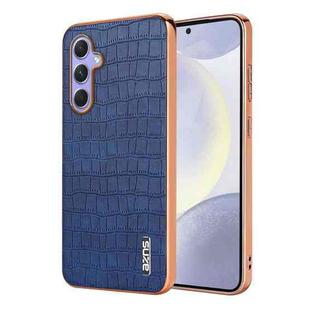 For Samsung Galaxy S23 FE 5G AZNS Electroplated Frame Crocodile Texture Full Coverage Phone Case(Blue)