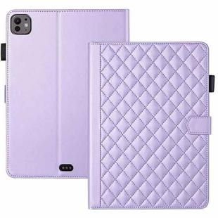 For iPad Pro 13 2024 Rhombus Lattice Leather Smart Tablet Case(Purple)