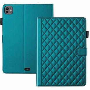 For iPad Pro 13 2024 Rhombus Lattice Leather Smart Tablet Case(Dark Green)