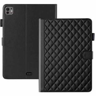 For iPad Pro 13 2024 Rhombus Lattice Leather Smart Tablet Case(Black)