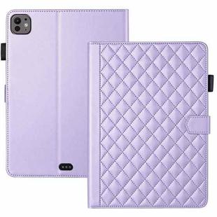 For iPad Pro 11 2024 Rhombus Lattice Leather Smart Tablet Case(Purple)