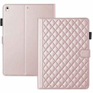 For iPad Air / Air 2 / 9.7 2017 / 2018 Rhombus Lattice Leather Smart Tablet Case(Rose Gold)