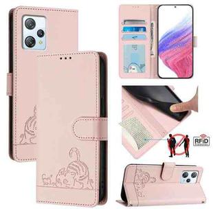 For Blackview A53 Cat Rat Embossed Pattern RFID Leather Phone Case with Lanyard(Pink)