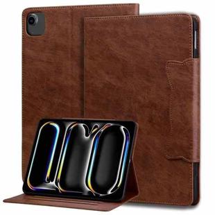 For iPad Pro 11 2022 / 2021 / 2020 / 2018 Cat Buckle Leather Smart Tablet Case(Brown)