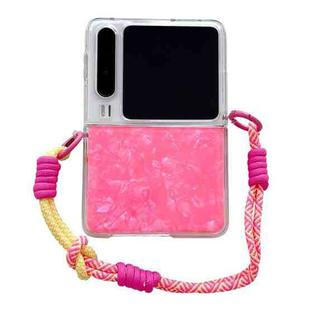 For Huawei Pura X Pearlescent Shell Texture Side Buckle Phone Case with Rainbow Bracelet(Red)