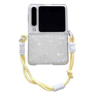 For Huawei Pura X Pearlescent Shell Texture Side Buckle Phone Case with Rainbow Bracelet(Beige)