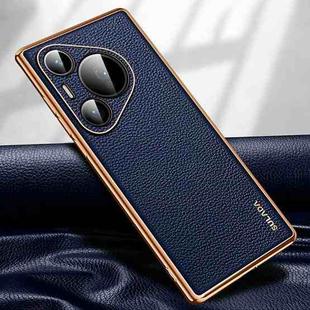 For Huawei Pura 70 Pro SULADA TPU + Litchi Texture Leather Phone Case(Blue)