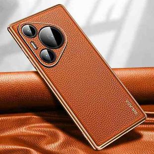 For Huawei Pura 70 Pro SULADA TPU + Litchi Texture Leather Phone Case(Orange)