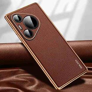 For Huawei Pura 70 Pro SULADA TPU + Litchi Texture Leather Phone Case(Brown)