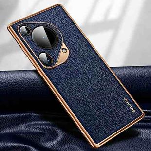 For Huawei Pura 70 Ultra SULADA TPU + Litchi Texture Leather Phone Case(Blue)