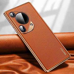 For Huawei Pura 70 Ultra SULADA TPU + Litchi Texture Leather Phone Case(Orange)