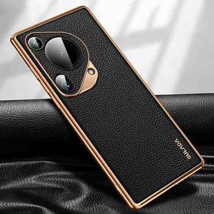 For Huawei Pura 70 Ultra SULADA TPU + Litchi Texture Leather Phone Case(Black)