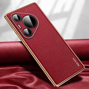 For Huawei Pura 70 SULADA TPU + Litchi Texture Leather Phone Case(Red)
