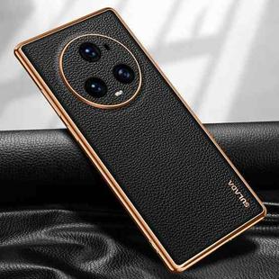 For Honor Magic5 Pro SULADA TPU + Litchi Texture Leather Phone Case(Black)