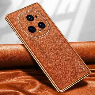 For Honor Magic5 Ultimate SULADA TPU + Litchi Texture Leather Phone Case(Orange)