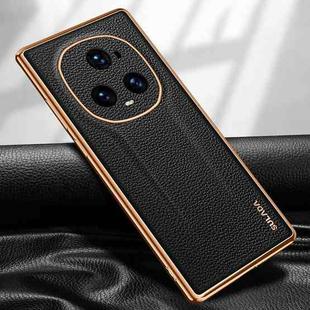 For Honor Magic5 Ultimate SULADA TPU + Litchi Texture Leather Phone Case(Black)
