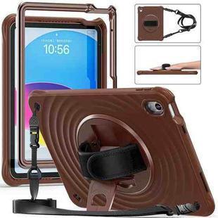For iPad 10th Gen 10.9 2022 Rotation Holder Silicone Hybrid PC Tablet Case(Chocolate)