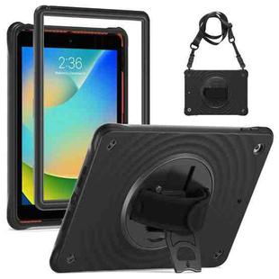 For iPad 10.2 2021 / 2020 / 2019 Rotation Holder Silicone Hybrid PC Tablet Case(Black)