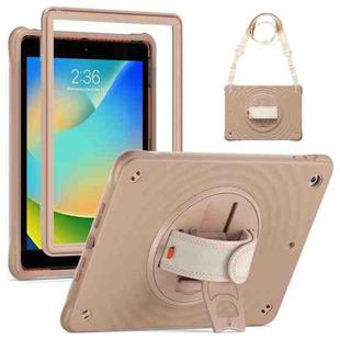 For iPad 10.2 2021 / 2020 / 2019 Rotation Holder Silicone Hybrid PC Tablet Case(Light Coffee)