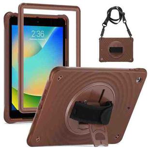 For iPad 10.2 2021 / 2020 / 2019 Rotation Holder Silicone Hybrid PC Tablet Case(Chocolate)